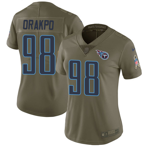 Nike Titans #98 Brian Orakpo Olive Women's Stitched NFL Limited Salute to Service Jersey - Click Image to Close